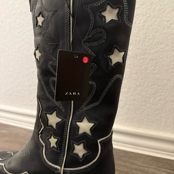 NWT Zara star leather western cowboy boots size 6.5 - Picture 5 of 5